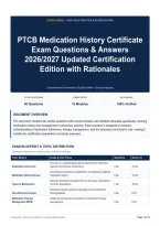 PTCB Medication History Certificate Exam Questions & Answers 2026&sol;2027 Updated Certification Edition with Rationales
