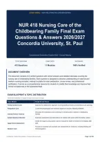 NUR 418 Nursing Care of the Childbearing Family Final Exam Questions & Answers 2026&sol;2027 Concordia University&comma; St&period; Paul