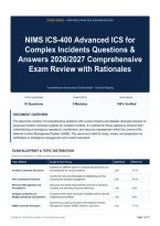 NIMS ICS-400 Advanced ICS for Complex Incidents Questions & Answers 2026&sol;2027 Comprehensive Exam Review with Rationales