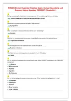 NBDHE Dental Hygienist Practice Exam &vert; Actual Questions and&NewLine;Answers Latest Updated 2026&sol;2027 &lpar;Graded A&plus;&rpar;&NewLine;