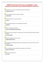 NBDHE Dental Hygienist Practice test 2026&sol;2027 &vert; Actual&NewLine;Questions and Answers Latest Updated 2026&sol;2027 &lpar;Graded A&plus;&rpar;&NewLine;