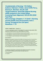 Fundamentals of Nursing 11th Edition Comprehensive Test Bank with Complete Practice Questions and Answers Covering Essential Nursing Concepts Clinical Skills Patient Care Nursing Assessment Communication Patient Safety Health Promotion Documentation Infec