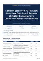 CompTIA Security&plus; SY0-701 Exam Objectives Questions & Answers 2026&sol;2027 Comprehensive Certification Review with Rationales