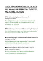 PSYCHOPHARMACOLOGY DRUGS THE BRAIN&NewLine;AND BEHAVIOR MEYER PRACTICE QUESTIONS&NewLine;AND DETAILED SOLUTIONS&NewLine;