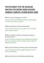 PSYCHOTHERAPY FOR THE ADVANCED&NewLine;PRACTICE PSYCHIATRIC NURSE KATHLEEN&NewLine;WHEELER COMPLETE COURSE REVIEW GUIDE&NewLine;