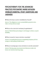 PSYCHOTHERAPY FOR THE ADVANCED&NewLine;PRACTICE PSYCHIATRIC NURSE KATHLEEN&NewLine;WHEELER ESSENTIAL STUDY QUESTIONS AND&NewLine;ANSWERS