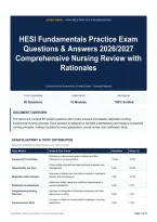 HESI Fundamentals Practice Exam Questions & Answers 2026&sol;2027 Comprehensive Nursing Review with Rationales