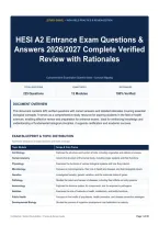 HESI A2 Entrance Exam Questions & Answers 2026&sol;2027 Complete Verified Review with Rationales