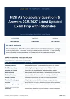 HESI A2 Vocabulary Questions & Answers 2026&sol;2027 Latest Updated Exam Prep with Rationales