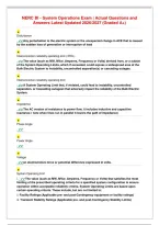 NERC BI - System Operations Exam &vert; Actual Questions and&NewLine;Answers Latest Updated 2026&sol;2027 &lpar;Graded A&plus;&rpar;