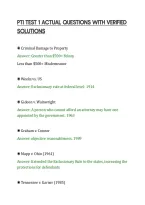 PTI TEST 1 ACTUAL QUESTIONS WITH VERIFIED&NewLine;SOLUTIONS