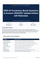 HESI A2 Vocabulary Words Questions & Answers 2026&sol;2027 Updated Edition with Rationales