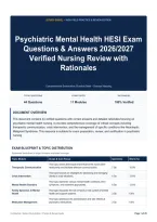 Psychiatric Mental Health HESI Exam Questions & Answers 2026&sol;2027 Verified Nursing Review with Rationales