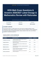 HESI Math Exam Questions & Answers 2026&sol;2027 Latest Dosage & Mathematics Review with Rationales