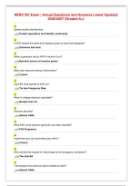 NERC RC Exam &vert; Actual Questions and Answers Latest Updated&NewLine;2026&sol;2027 &lpar;Graded A&plus;&rpar;