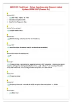 NERC RC Final Exam &vert; Actual Questions and Answers Latest&NewLine;Updated 2026&sol;2027 &lpar;Graded A&plus;&rpar;