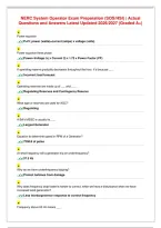 NERC System Operator Exam Preparation &lpar;SOS&sol;HSI&rpar; &vert; Actual&NewLine;Questions and Answers Latest Updated 2026&sol;2027 &lpar;Graded A&plus;&rpar;