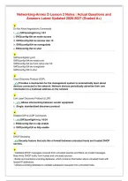 Networking-Annex D Lesson 2 Notes &vert; Actual Questions and&NewLine;Answers Latest Updated 2026&sol;2027 &lpar;Graded A&plus;&rpar;