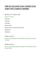 PUBH 302 GALLOWAY EXAM 1 UPDATED EXAM&NewLine;SCRIPT WITH COMPLETE ANSWERS