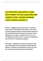 CLEP WESTERN CIVILIZATION 1 EXAM &NewLine;WITH CORRECT ACTUAL QUESTIONS AND &NewLine;CORRECTLY WELL DEFINED ANSWERS &NewLine;LATEST ALREADY GRADED A&plus;