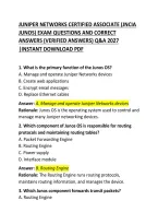 JUNIPER NETWORKS CERTIFIED ASSOCIATE &lpar;JNCIA-JUNOS&rpar; EXAM QUESTIONS AND CORRECT ANSWERS
