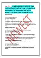 WGU C715 ORGANIZATIONAL BEHAVIOUR FINAL EXAM 2026-2027 &vert; COMPLETE Q&A WITH DETAILED RATIONALES &vert; OA &sol; PA ASSESSMENT LATEST ACTUAL EXAM &vert; GRADED A&plus; &vert; BRANDNEW&excl;&excl;&excl;&excl;&excl;&excl;&excl;&excl;