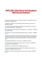 PSYC 2301 HCC Online Test Questions With Correct Answers