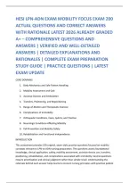 HESI LPN-ADN EXAM MOBILITY FOCUS EXAM 200 &NewLine;ACTUAL QUESTIONS AND CORRECT ANSWERS &NewLine;WITH RATIONALE LATEST 2026 ALREADY GRADED &NewLine;A&plus; &ndash; COMPREHENSIVE QUESTIONS AND &NewLine;ANSWERS &vert; VERIFIED AND WELL-DETAILED &NewLine;ANSWERS &vert; DETAILED EXPLANATIONS AND &NewLine;RATIONALES &vert; COM