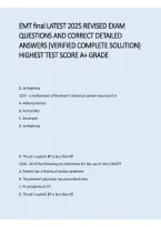 EMT Final Latest 2025 &vert; Revised Exam Questions and Correct Detailed Answers