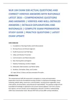 NUR 104 EXAM 200 ACTUAL QUESTIONS AND &NewLine;CORRECT VERIFIED ANSWERS WITH RATIONALE &NewLine;LATEST 2026 &ndash; COMPREHENSIVE QUESTIONS &NewLine;AND ANSWERS &vert; VERIFIED AND WELL-DETAILED &NewLine;ANSWERS &vert; DETAILED EXPLANATIONS AND &NewLine;RATIONALES &vert; COMPLETE EXAM PREPARATION &NewLine;STUDY GUIDE