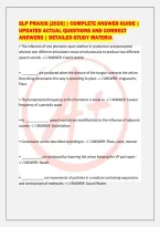 SLP PRAXIS &lbrack;2026&rsqb; &vert; COMPLETE ANSWER GUIDE &vert;&NewLine;UPDATED ACTUAL QUESTIONS AND CORRECT&NewLine;ANSWERS &vert; DETAILED STUDY MATERIA
