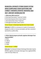 MUNICIPAL SEPARATE STORM SEWER SYSTEM &lpar;MS4&rpar; COMPLIANCE EXAM QUESTIONS AND CORRECT ANSWERS