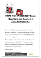 NE 547 Final Exam 2026&sol;2027 &ndash; 150&plus; Questions & Answers &vert; MDD&comma; Dementia&comma; Personality Disorders&comma; Substance Use & Bipolar