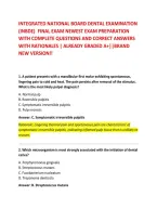 INTEGRATED NATIONAL BOARD DENTAL EXAMINATION &NewLine;&lpar;INBDE&rpar; FINAL EXAM NEWEST EXAM PREPARATION &NewLine;WITH COMPLETE QUESTIONS AND CORRECT ANSWERS &NewLine;WITH RATIONALES &vert; ALREADY GRADED A&plus;&vert;&vert;BRAND &NewLine;NEW VERSION&excl;&excl;