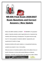 NR-606 Final Exam 2026&sol;2027 &ndash; 150&plus; Questions & Answers &vert; ADHD&comma; Conduct Disorders&comma; Eating Disorders&comma; PTSD & Pediatric Psychiatry