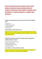 ORAL AND MAXILLOFACIAL SURGERY FINAL EXAM &NewLine;NEWEST 2026&sol;2027 EXAM PREPARATION WITH &NewLine;COMPLETE QUESTIONS AND CORRECT ANSWERS WITH &NewLine;RATIONALES &vert; ALREADY GRADED A&plus;&vert;&vert;BRAND NEW &NewLine;VERSION&excl;&excl;