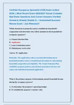 Certified Occupancy Specialist &lpar;COS&rpar; Exam &lpar;Latest &NewLine;2026&rpar; &vert;&vert; Most Recent Exam 2026&vert;2027 Actual Complete &NewLine;Real Exam Questions And Correct Answers &lpar;Verified &NewLine;Answers&rpar; Already Graded A&plus; &vert; Guaranteed Success&excl; &NewLine;Newest Exam &vert; Just Released&excl;&excl;