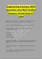 Engineering Economy With&NewLine;Questions And Well Verified&NewLine;Answers Actual Exam&excl;&excl;&excl;&NewLine;2026