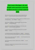 Final Exam-Michigan Life and&NewLine;Health with questions and well&NewLine;verified answers actual exam&excl;&excl;&excl;&NewLine;2026