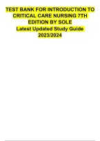 Introduction to Critical Care Nursing 7th Edition Test Bank by Sole