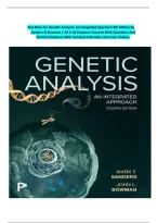Test Bank For Genetic Analysis&colon; An Integrated Approach 4th Edition by Sanders & Bowman &vert; All 1-20 Chapters Covered With Questions And Verified Solutions With Detailed Rationales And Case Studies&period;