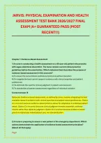 JARVIS&colon; PHYSICAL EXAMINATION AND HEALTH ASSESSMENT TEST BANK 2026&sol;2027 FINAL EXAM &vert;A&plus; GUARANTEED PASS &lpar;MOST RECENT&excl;&excl;&excl;&rpar;