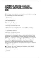 CHAPTER 17 NURSING DIAGNOSIS PRACTICE QUESTIONS AND ANSWERS 2026&period;pdf&NewLine;&NewLine;