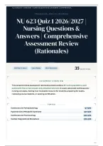 NU 623 Quiz 1 2026&sol;2027 &vert; Nursing Questions & Answers &vert; Comprehensive Assessment Review &lpar;Rationales&rpar;