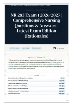 NR 283 Exam 1 2026&sol;2027 &vert; Comprehensive Nursing Questions & Answers &vert; Latest Exam Edition &lpar;Rationales&rpar;