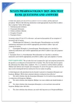 NCLEX PHARMACOLOGY 2025 -2026 TEST BANK QUESTIONS AND ANSWERS