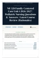 NR 328 Family-Centered Care Unit 1 2026&sol;2027 &vert; Pediatric Nursing Questions & Answers &vert; Latest Course Review &lpar;Rationales&rpar;