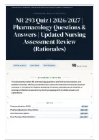 NR 293 Quiz 1 2026&sol;2027 &vert; Pharmacology Questions & Answers &vert; Updated Nursing Assessment Review &lpar;Rationales&rpar;
