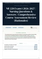 NR 228 Exam 1 2026&sol;2027 &vert; Nursing Questions & Answers &vert; Comprehensive Course Assessment Review &lpar;Rationales&rpar;