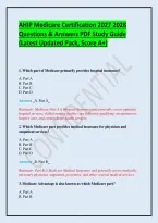 AHIP Medicare Certification 2027 2028 Questions & Answers PDF Study Guide &lpar;Latest Updated Pack&comma; Score A&plus;&rpar;&NewLine;